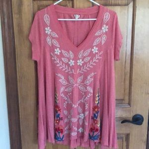Caite Pink Floral Embroidered Top
